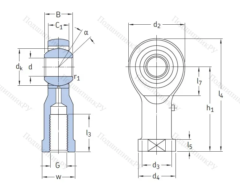 Наконечник штока с внутренней резьбой SILKAC 16 M