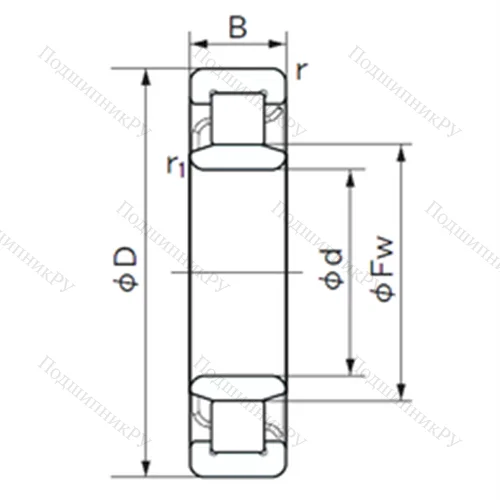 Подшипник роликовый радиальный NU 221