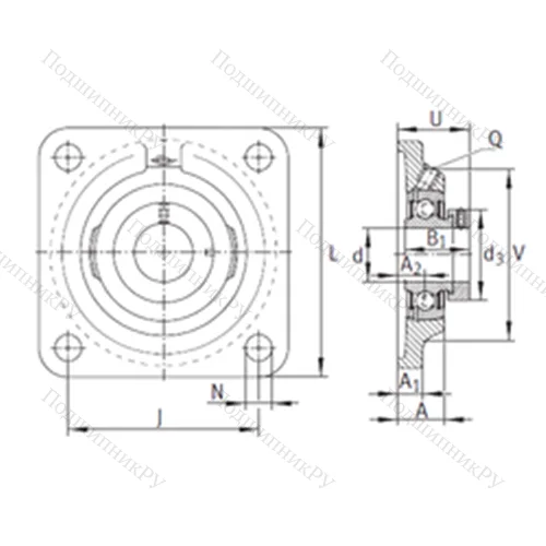 Подшипниковый узел шариковый радиальный PCF 20