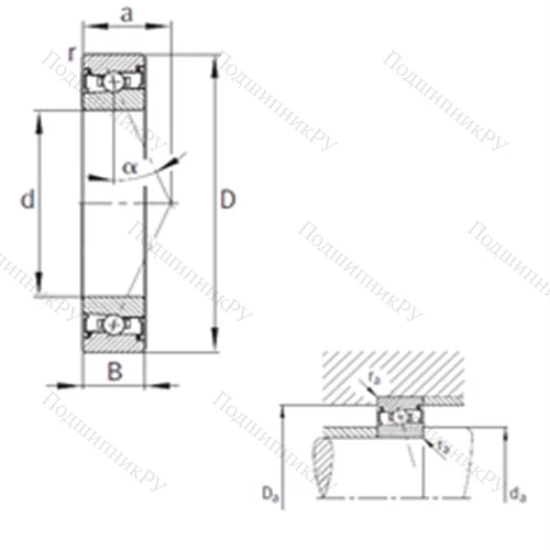 Подшипник шариковый радиально-упорный HSS 7007-E-T-P 4S