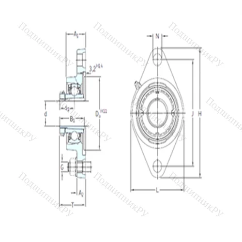 Подшипниковый узел шариковый радиальный FYTJ 25 KF+HE 2305