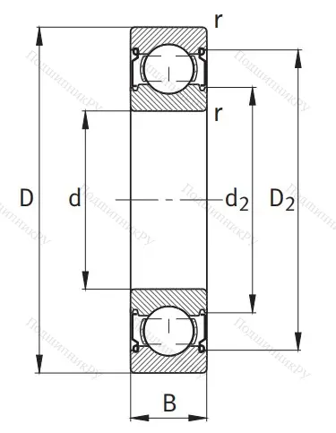 Однорядный шариковый подшипник 6009 2Z