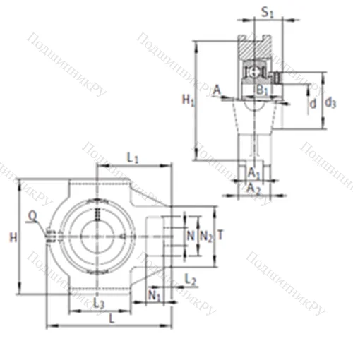 Подшипниковый узел шариковый радиальный PTUE 45