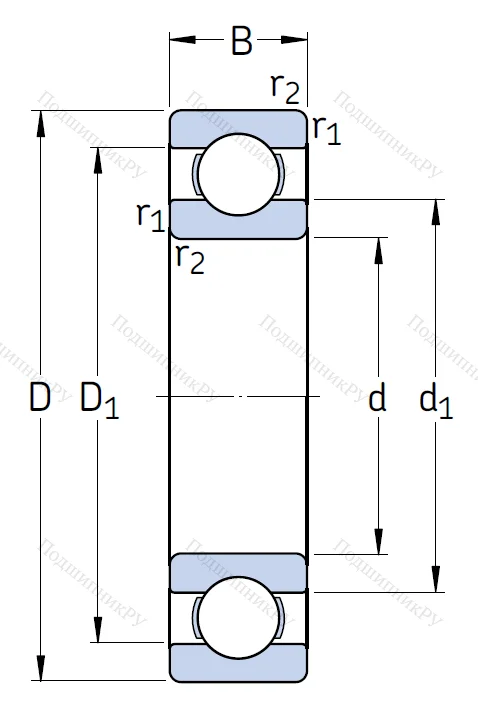 Однорядный шариковый подшипник 6317