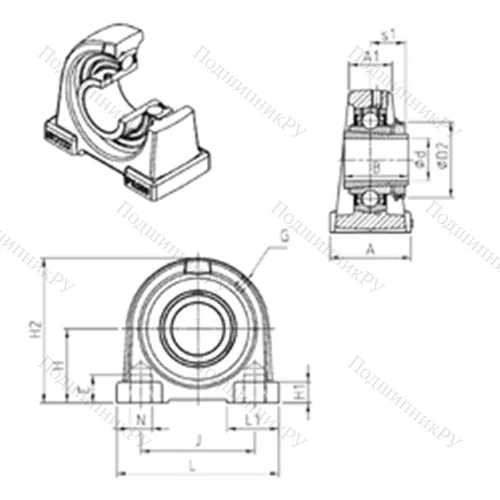 Подшипниковый узел шариковый радиальный UKPA 206H