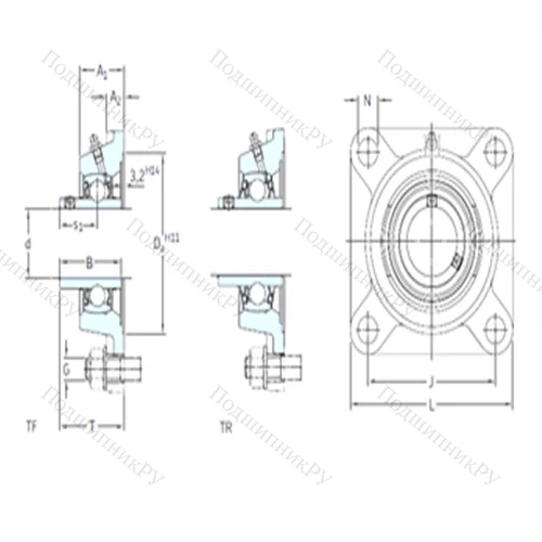 Подшипниковый узел шариковый радиальный FY 1. WF