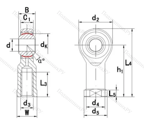 Шарнирная головка с внутренней левой резьбой GIKL 12 PW A в Костроме