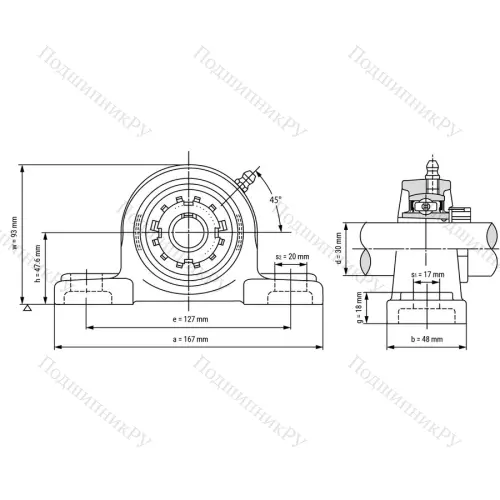 Подшипниковый узел UKP 207 - Вал: 30 мм от производителя  LPZ