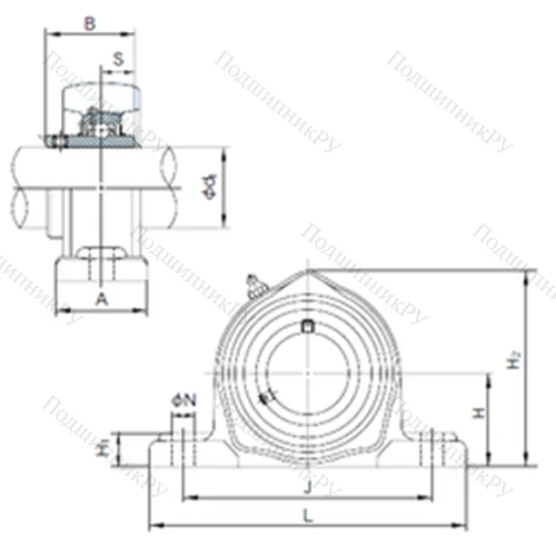 Подшипниковый узел шариковый радиальный UCPK 211