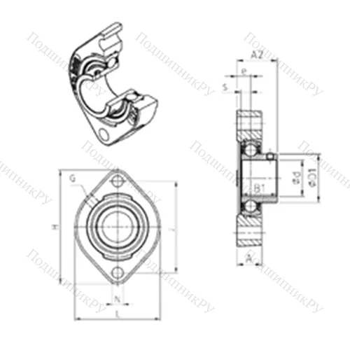 Подшипниковый узел шариковый радиальный USFD 201