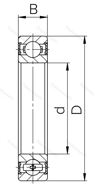 Шариковый однорядный подшипник 180206 (6206 2RS)