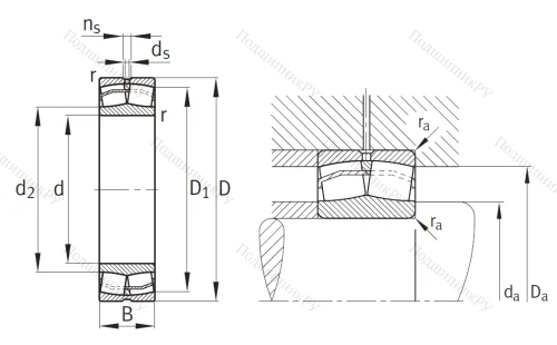 Сферический роликовый подшипник 22212 E 1 от производителя  FAG