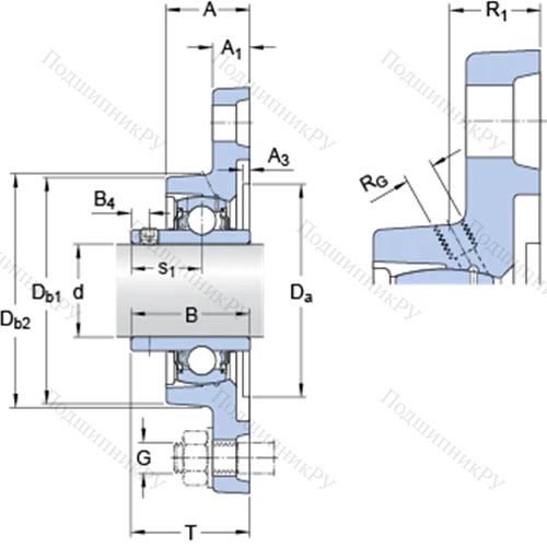 Фланцевые подшипниковые узлы типа Y (корпус типа Y-TECH, овальный фланец, крепление стопорными винтами) FYTJ 40 TF