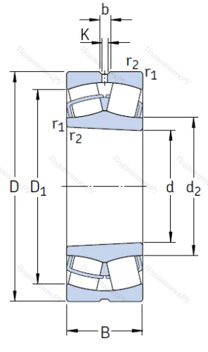 Сферический роликовый подшипник с конической посадкой на вал 22216 EK/C 3 от производителя  SKF