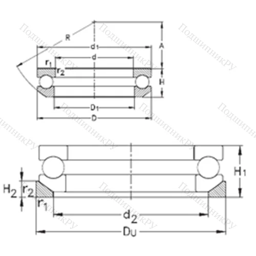 Подшипник шариковый упорный 53411+U 411