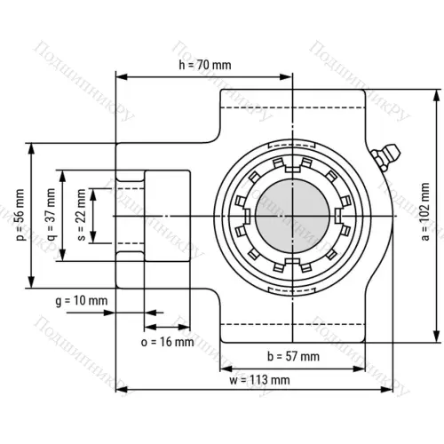 Подшипниковый узел UKT 206+H 2306 - Вал: 25 мм от производителя  LPZ