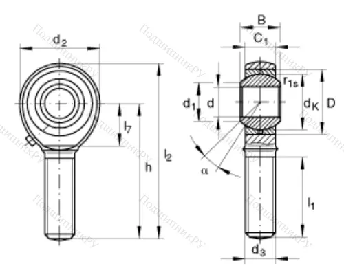 Шарнирная головка с наружной правой резьбой GAKR 20 PB в Костроме