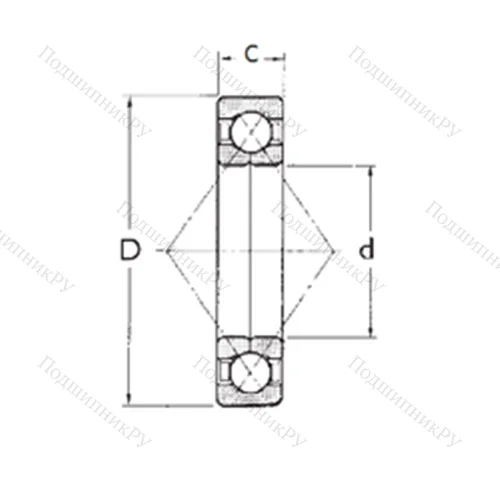 Подшипник шариковый радиально-упорный с четырёхточечным QJ 307