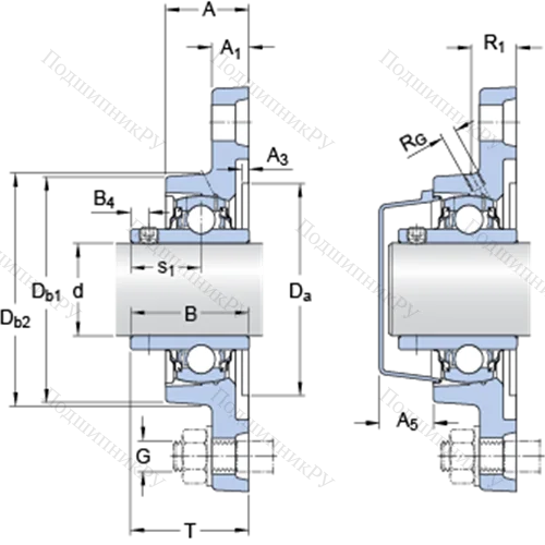 Фланцевые подшипниковые узлы типа Y (корпус типа Y-TECH, овальный фланец, крепление стопорными винтами) FYTB 25 TR