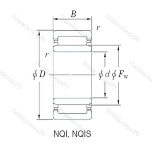 Подшипник игольчатый радиальный NQI 12/16D