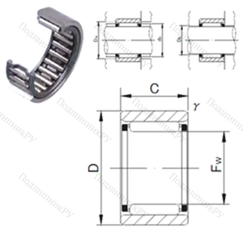 Подшипник игольчатый радиальный RNAF 405017