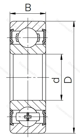 Шариковый однорядный подшипник 180308 (6308 2RS)