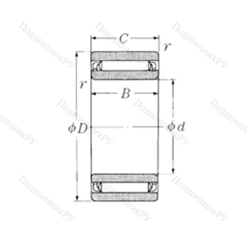 Подшипник игольчатый радиальный NAF 405517