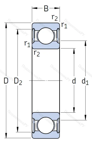 Однорядный шариковый подшипник 6010 2RS 1/C 3 от производителя  SKF