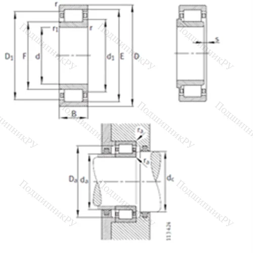 Подшипник роликовый радиальный NJ 2334-EX-M 1
