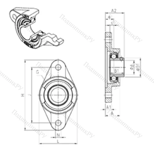 Подшипниковый узел шариковый радиальный USFL 204