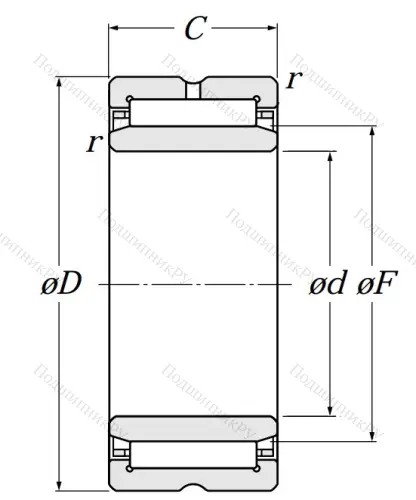 Игольчатый подшипник NA 69/28 R от производителя  NTN